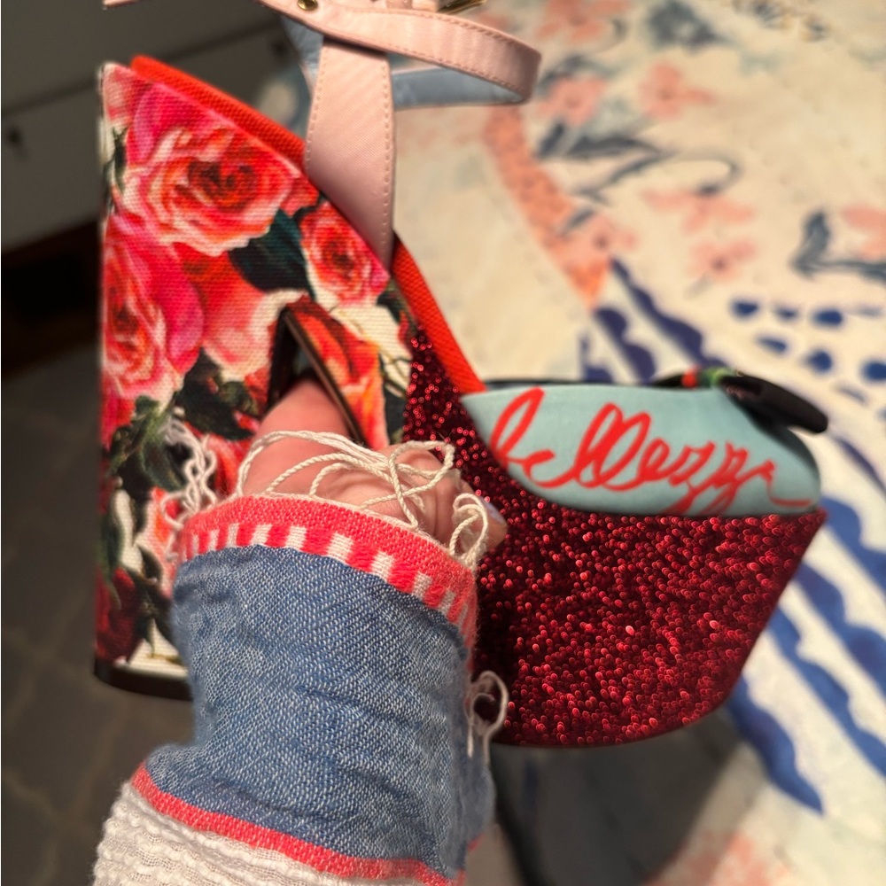 Dolce & Gabbana Patchwork Floral Platform Heels 36 - Picture 9 of 17